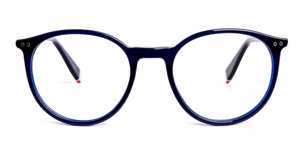 navy blue round shape full rim glasses