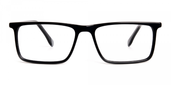 black and grey rectangular glasses frames