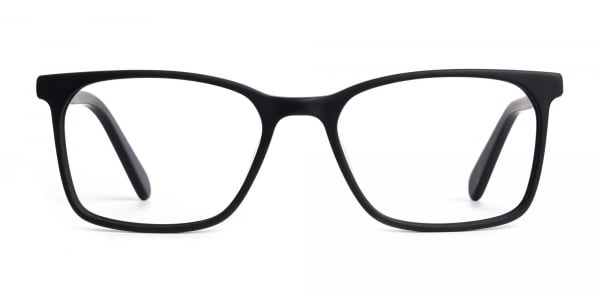 matte grey and red rectangular glasses frames