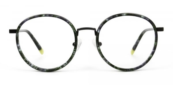 Hunter Green Tortoise Gumetal Glasses in Round  
