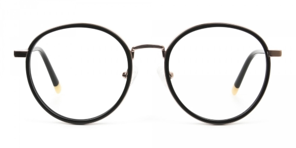Black and Rose Gold Eyeglasses in Round  