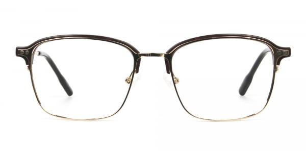 Rectangular & Browline Gold and Brown Frame Glasses  