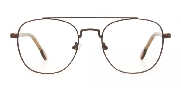 Honey Brown Aviator Wayfarer Glasses in Metal  