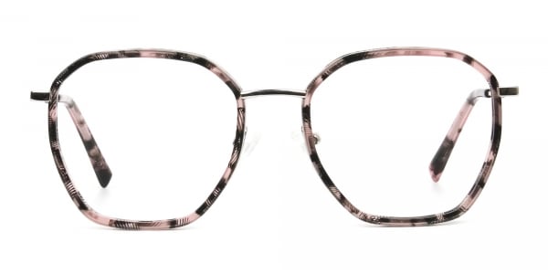 Geometric Octagon Nude Pink Tortoise Glasses  