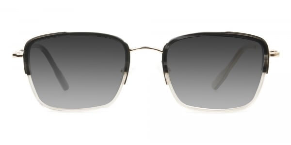 Grey Tinted Gold & Grey Square Wayfarer Sunglasses  