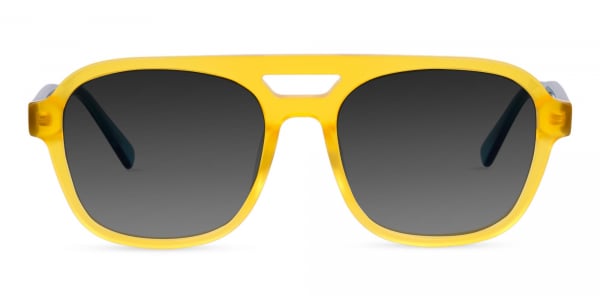 Yellow Aviator Sunglasses with Grey Tint