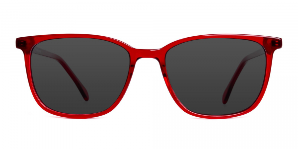 wine red wayfarer and rectangular grey tinted sunglasses frames