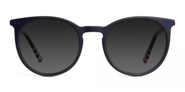 matte black designer indigo blue grey tinted sunglasses frame