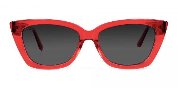Red Big Cat Eye Sunglasses with Grey Tint