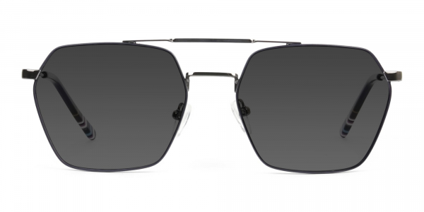 dark navy gunmetal grey tinted thin frame sunglasses