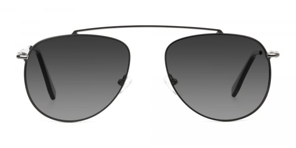 dark navy silver metal Grey tinted aviator sunglasses