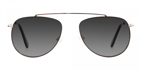 gold brown thin metal grey tinted aviator sunglasses