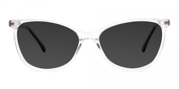 transparent and clear cat eye grey tinted sunglasses frames