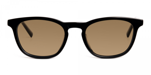 black thick wayfarer dark brown tinted sunglasses frames