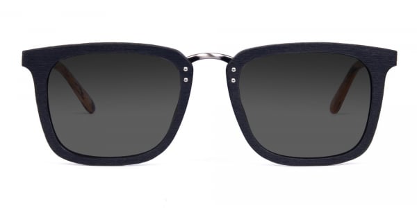Wood Black Square Sunglasses with Grey Tint
