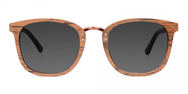 Wooden Brown Square Designer Sunglasses