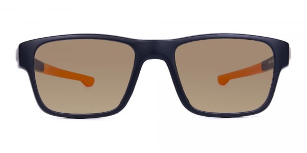 prescription sport sunglasses in rectangle shape with brown tint