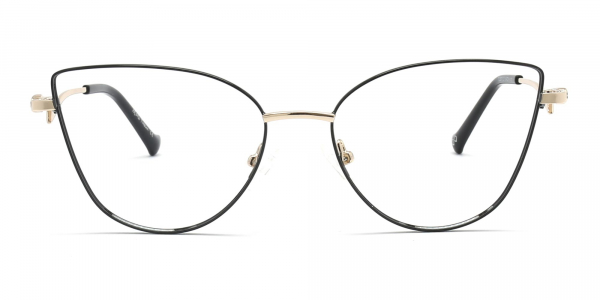 Black & Champagne Gold Cat Eye Glasses
