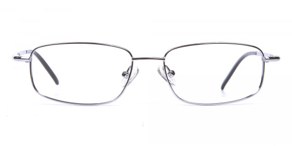 Silver Rectangular Eyeglasses Frame in Metal   