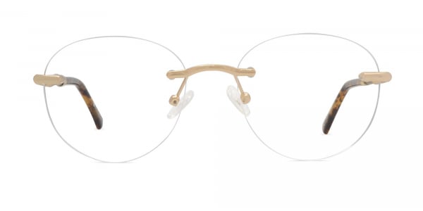 Round Rimless Glasses Gold-1