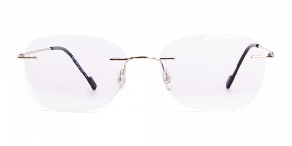 silver wayfarer rimless glasses frames