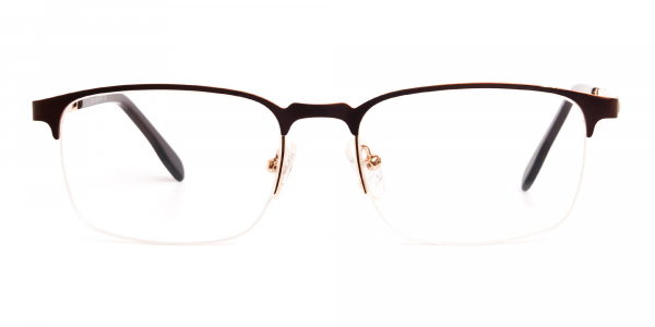 dark brown rectangular half rim glasses frames
