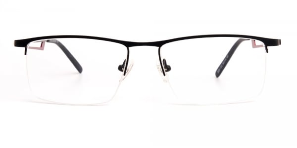 black and red half rim rectangular glasses frames