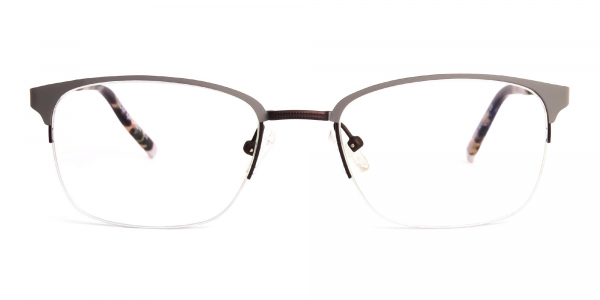 rectangular gunmetal half rim glasses frames