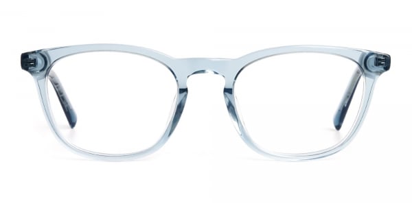 crystal clear or transparent blue full rim glasses frames