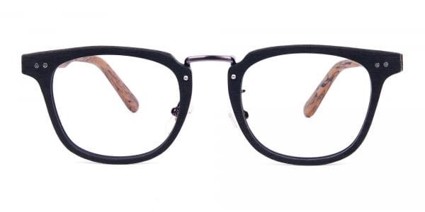 Brown and Black Full Rim Wooden Glasses