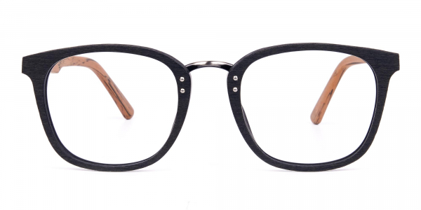 Wooden Texture Black Full Rim Glasses