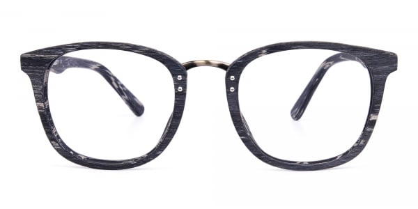 Wooden Texture Stripe Grey Rim Glasses