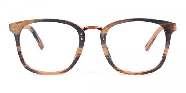 Wooden Texture Brown and Grey Rim Glasses
