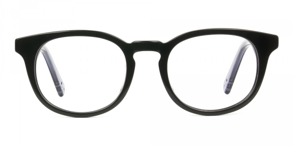 Wayfarer Round High Grade Thick Black Translucent Blue Glasses  