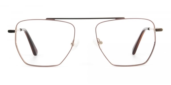 Lightweight Brown and Rose Gold Wire Frame Glasses Men Women  