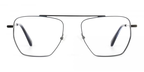 Silver and Royal Blue Wire Frame Glasses Men Women  
