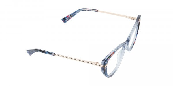 Crystal Blue Cat-Eye Glasses Gold Temple-2