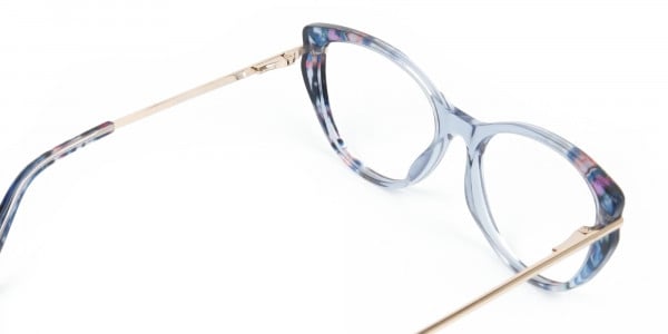 Crystal Blue Cat-Eye Glasses Gold Temple-4