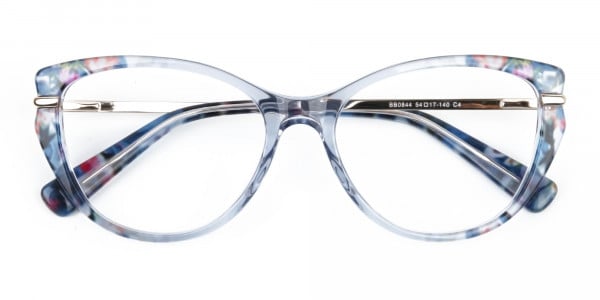 Crystal Blue Cat-Eye Glasses Gold Temple-5