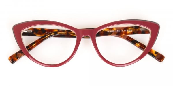 Red and Nude Tortoise Cat eye glasses Women-6