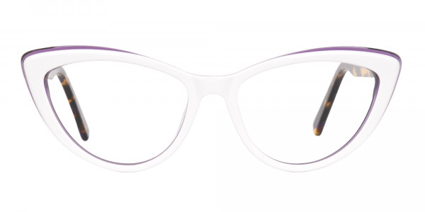 Daisy White & Violet Purple Tortoise Cat Eyeglasses Women-6