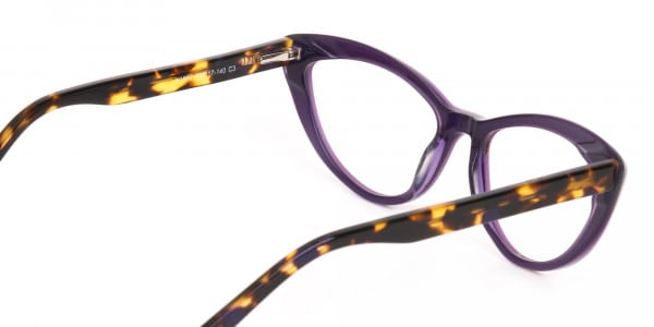 Daisy White & Violet Purple Tortoise Cat Eyeglasses Women-5
