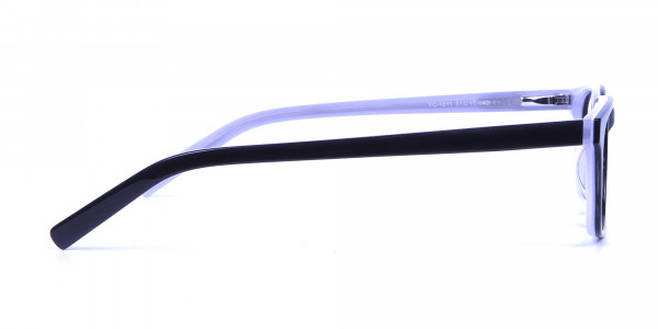 Unisex Black & White Rectangular Glasses - 3