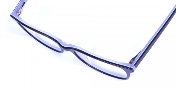 Unisex Black & White Rectangular Glasses - 5