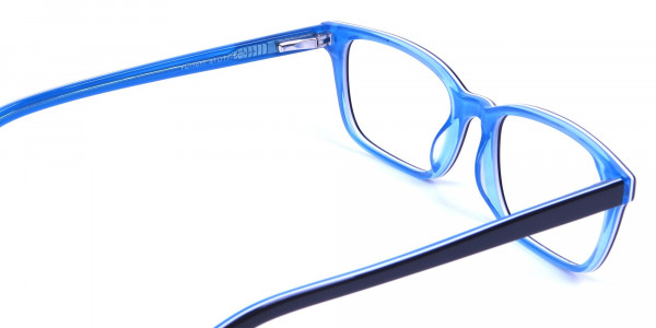 Designer Blue Rectangular Glasses - 4