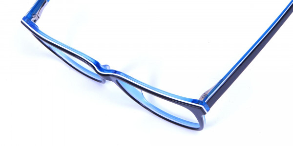 Designer Blue Rectangular Glasses  - 5