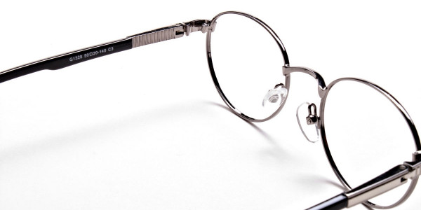 Round Glasses in Gunmetal, Eyeglasses - 5