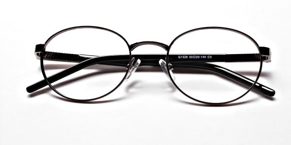 Round Glasses in Gunmetal, Eyeglasses - 6