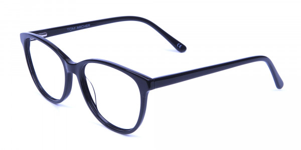 Smooth Curved Cat Eye Glasses in Black - 2