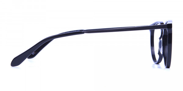 Glossy Black Round Glasses with Slim Arms - 2